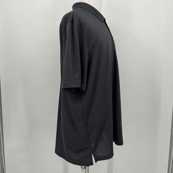 Adidas Mens Golf Polo Shirt 2XL XXL Striped Gray & Black Short Sleeve - Picture 6 of 8